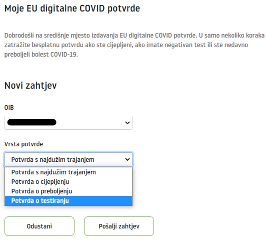 e-Građani izbor vrste potvrde - primjer e-Građani izbor vrste potvrde - primjer